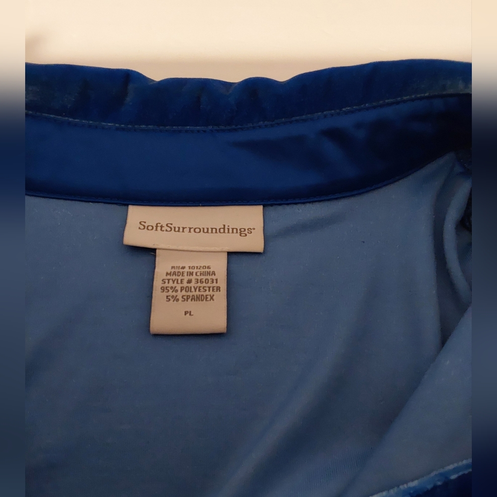 Soft Surroundings Deep Blue Velvet Shirt Petite Large - Picture 2 of 7
